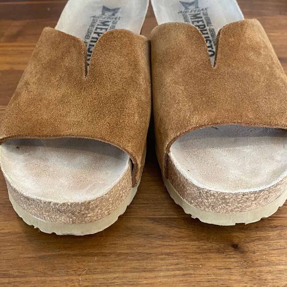 Mephisto Lisane Tan Leather Slide Sandals Size 35 - Picture 5 of 5